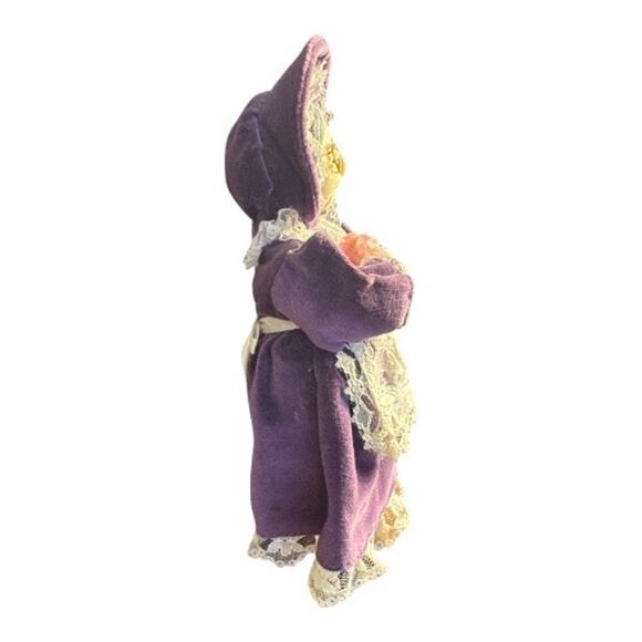 Vintage Hand Crafted Soft Sculpt Purple Velvet Dress Grandmother Doll - Picture 6 of 10
